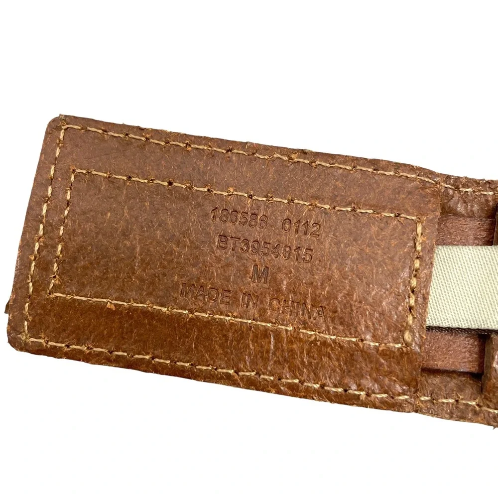 Fossil check plaid woven leather belt Size‎ M boho artsy festival western